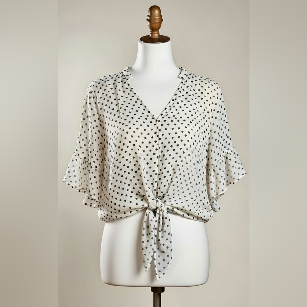 Max Studio Black and White Polka Dot Blouse